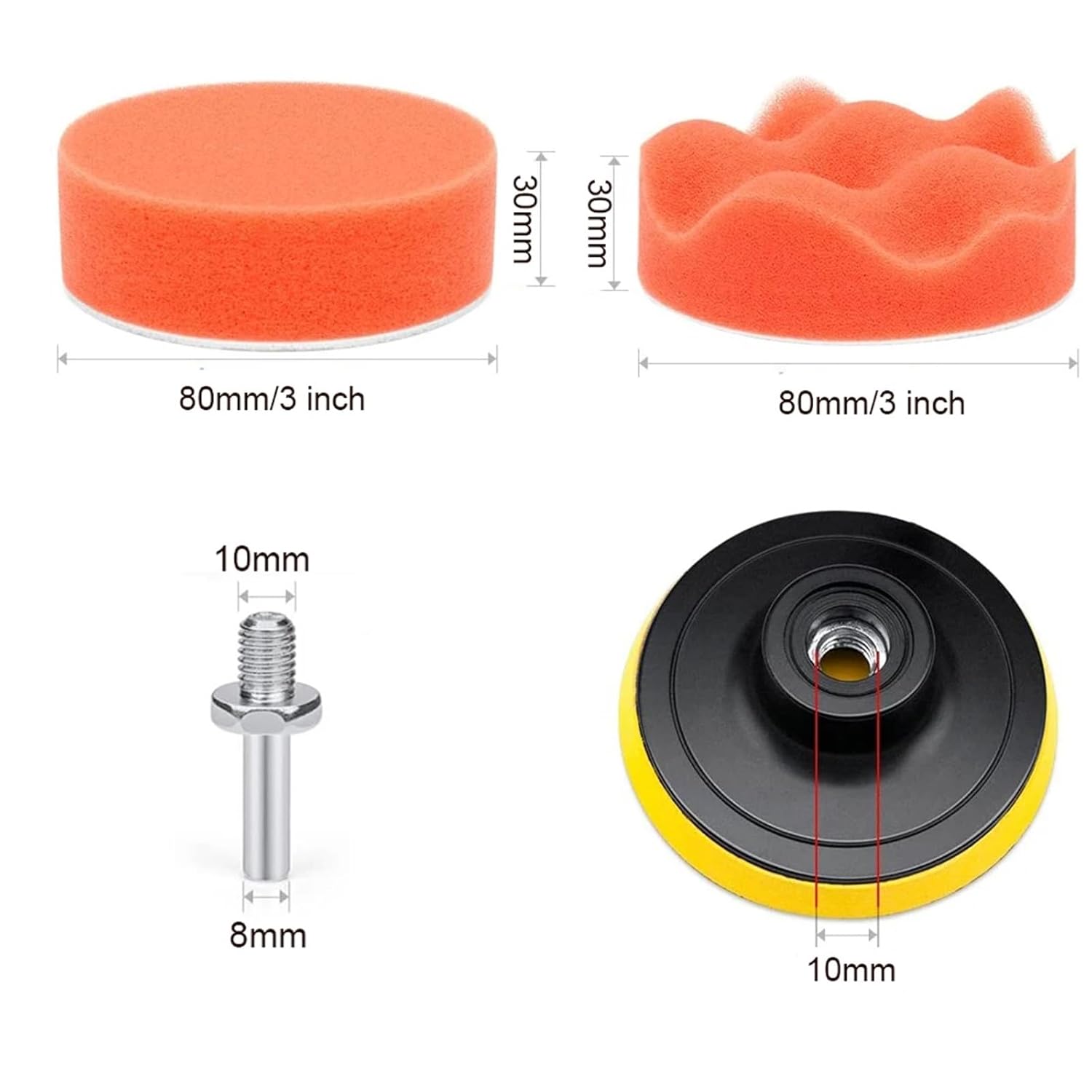 3-7 Inch Car Polishing Pad Sponge Car Polish Buffing Waxing Clean Wash Accessories Polish Buffer 7Pcs/Set(5 inch 125mm)