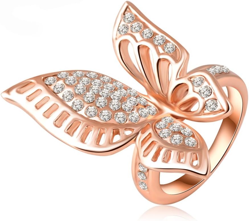 Butterfly Ring for Women by Ginger Lyne |Clear Cubic Zirconia Yellow Gold Plated Large Statement Fashion Ring for Her