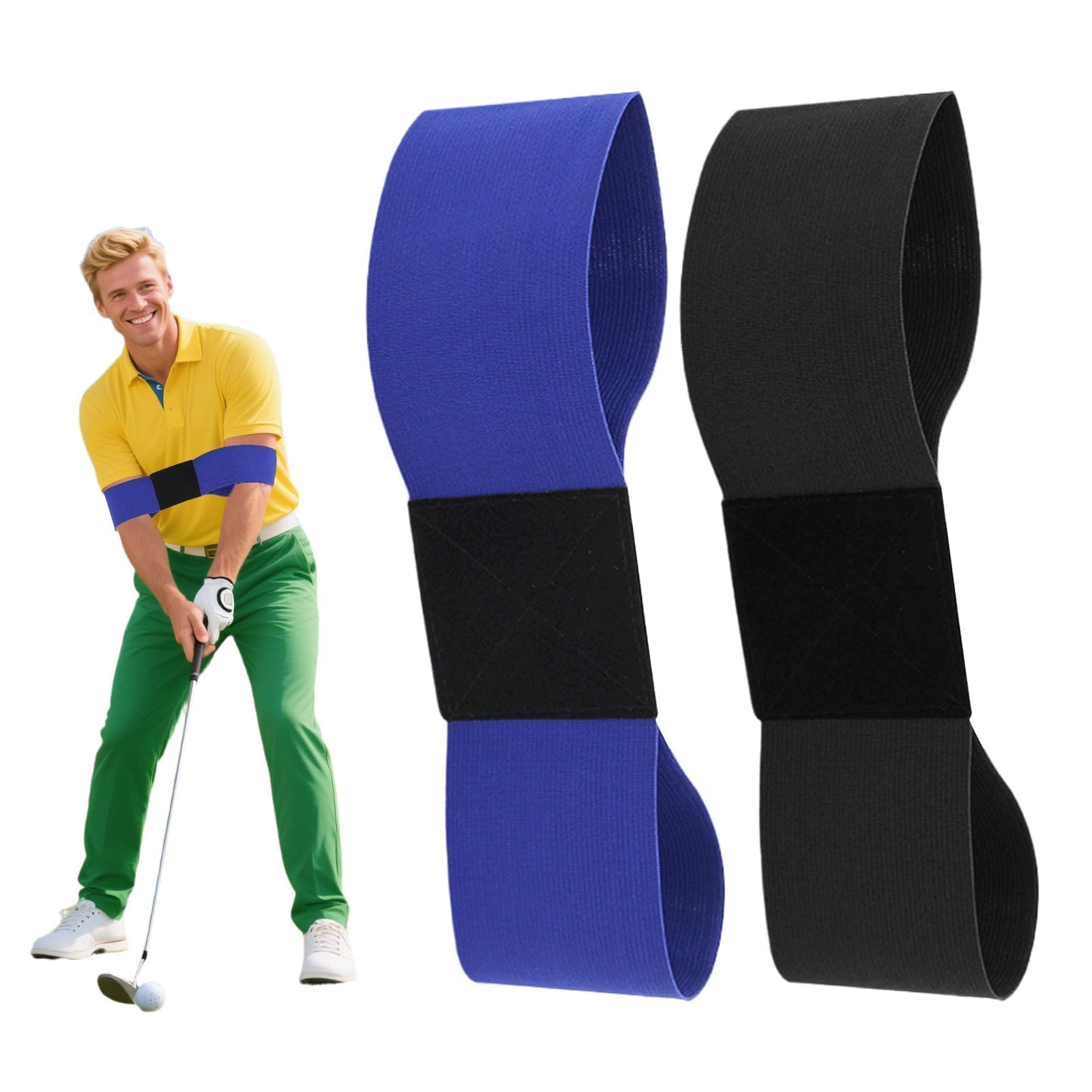 Nangilo Golf Connection Band,2PCS Golf Swing Band,Golf Grip Training Aid,Golf Training Aids Golf,Connection Band Golf,Golf Swing Trainer Arm Band for Strength Grip,Golf Swing Training Aid(Black,Blue)