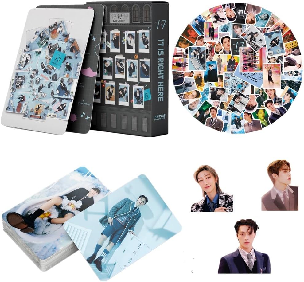 55PCS Lomo Cards and 93PCS Stickers for Fan Collection Photocards Decorations(Grey)