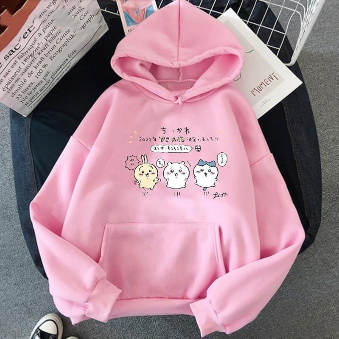 Image of PDK Fashion Anime Couple Print Long Sleeves Winter Hoodie with Front Pocket Men's & Women's Sweater