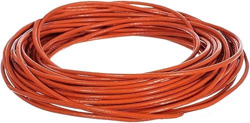 Tiras redondas de cuero genuino de 0.079 pulgadas para pulseras, collares, cuentas y otras joyas  10 yardas  29.9 ft  naranja