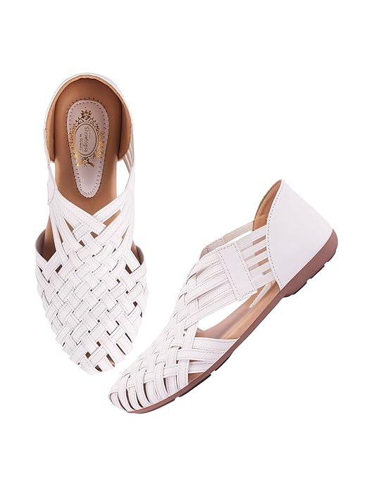 Shoetopia Women's Woven Ballerina Flats – Ethnic Style Comfortable Slip-On Juttis with Closed Toe for Casual & Festive