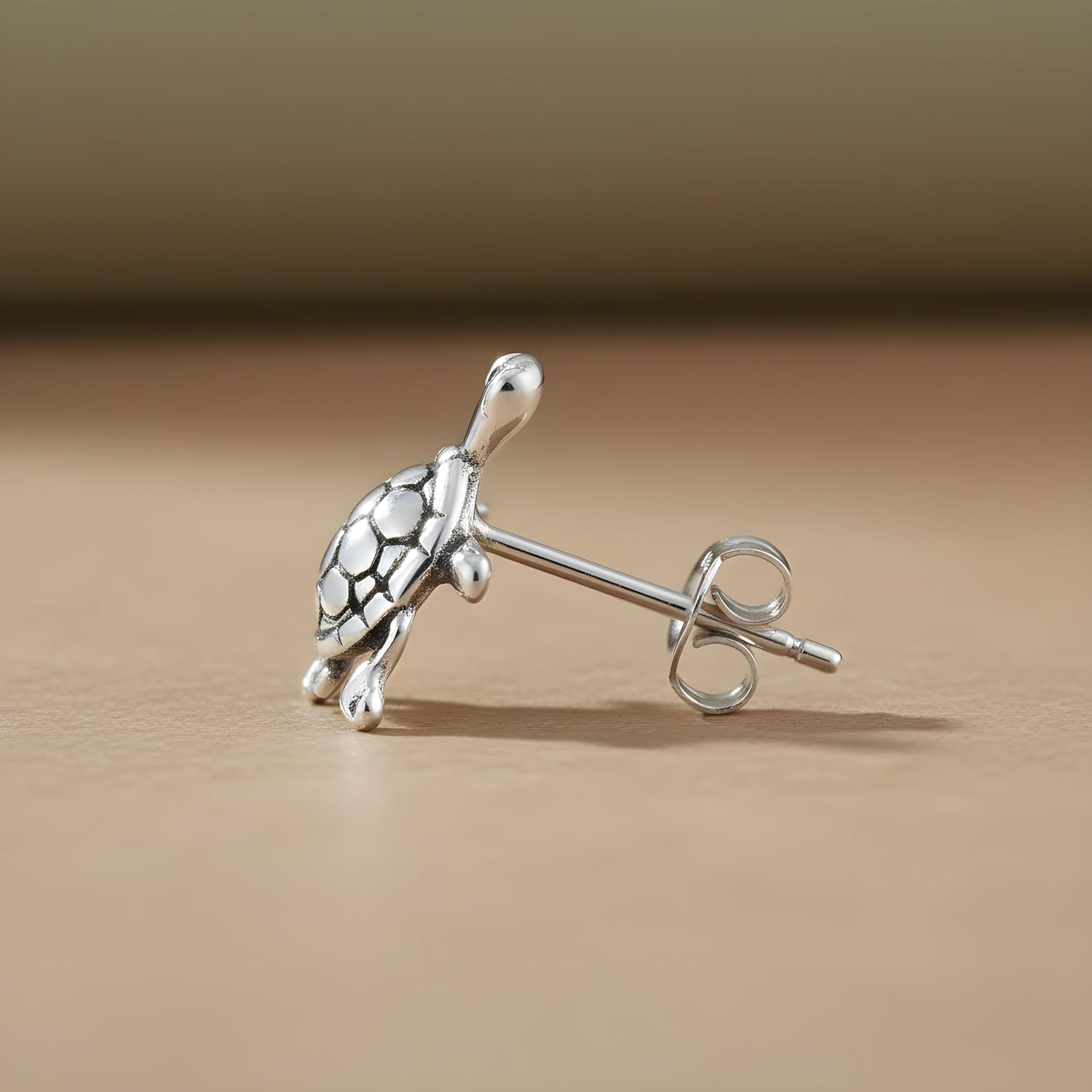 SilverCloseOut Sterling Silver Small Turtle Womens Stud Earrings Rhodium Plated Silver Turtle Studs