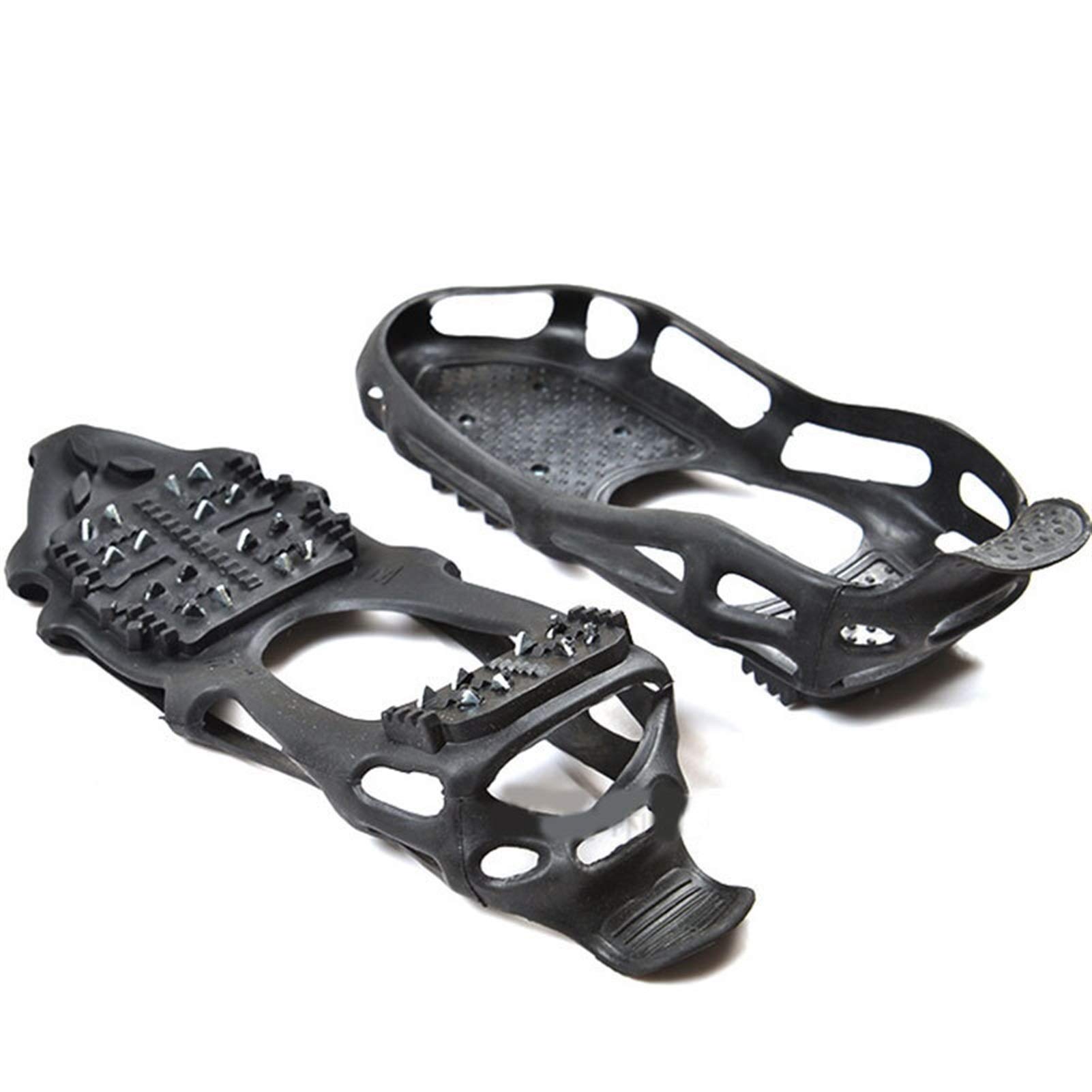 Schuhspikes 24 Bolzen Anti-Skid Schuhspikes Unisex Winter Klettern Anti-Rutscheiße Eisgreifer Spike Schnee und Eiskrämpfe S/M/L/XL Größen (Shoe Size : Black XL)