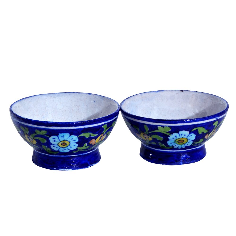 THE HIMALAYA CRAFTBlue Pottery Designer Bowl Set Of 2