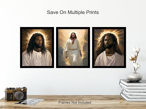 Miniatura 6 de masculine Christian Gifts for African Americans - Jesus Christ Wall Decor Poster for Black Man, Black women, Men - Religious Wall Art for Bedroom -