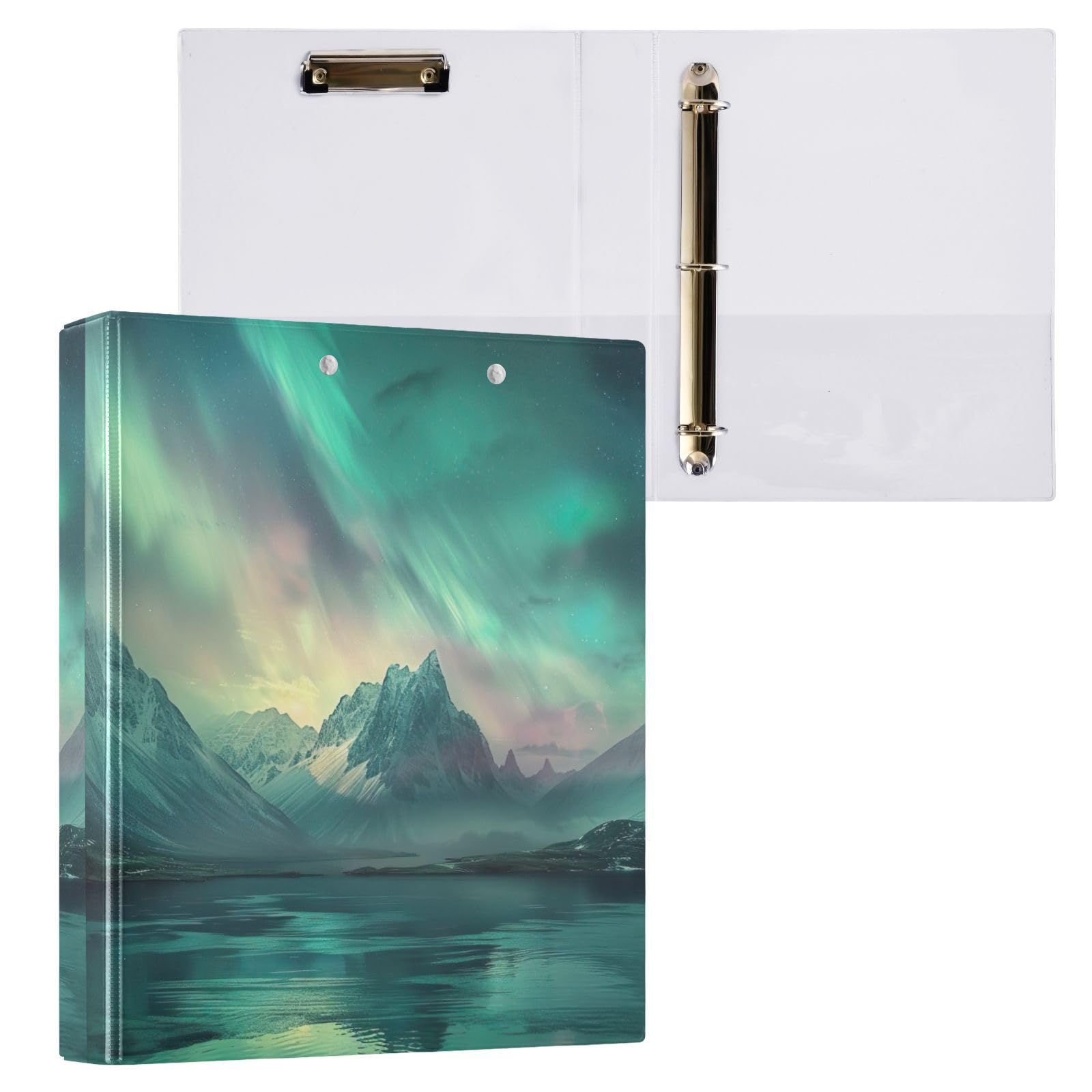 Carpeta impresa de 3 anillos de 1.5 pulgadas, carpeta de anillos en D con bolsillos, carpetas decorativas para escuela, universidad u oficina, obras de arte de noche nublada