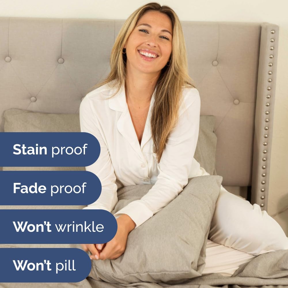 CGK Unlimited Full Size 4 Piece Beige (Heathered Sheets) Sheet Set + Full Size Terry Mattress Protector