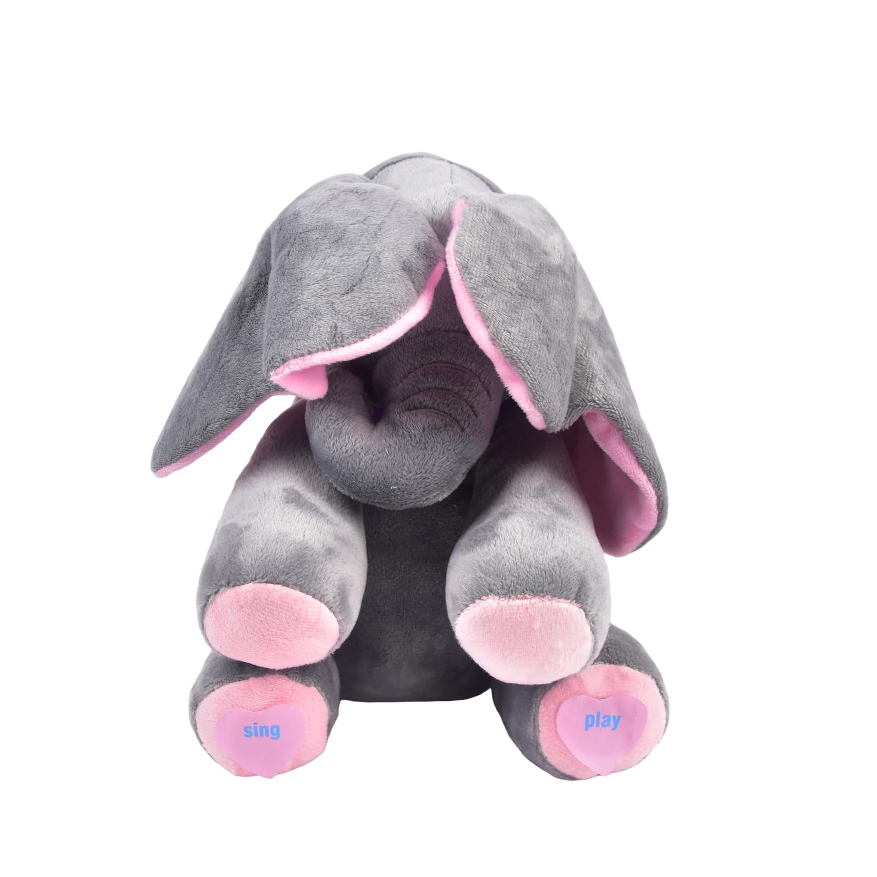Elefante Elettrico di Peluche Peek-a-boo con Occhi Coperti Musica Giocattolo Interattivo che Canta Animale di Peluche