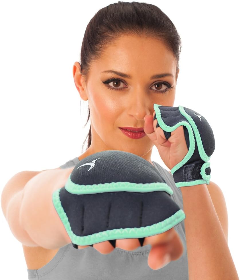 Empower Weighted Gloves for Women, Kickboxing, MMA, 2 Lb Set (1 Pound Each Glove), Mint