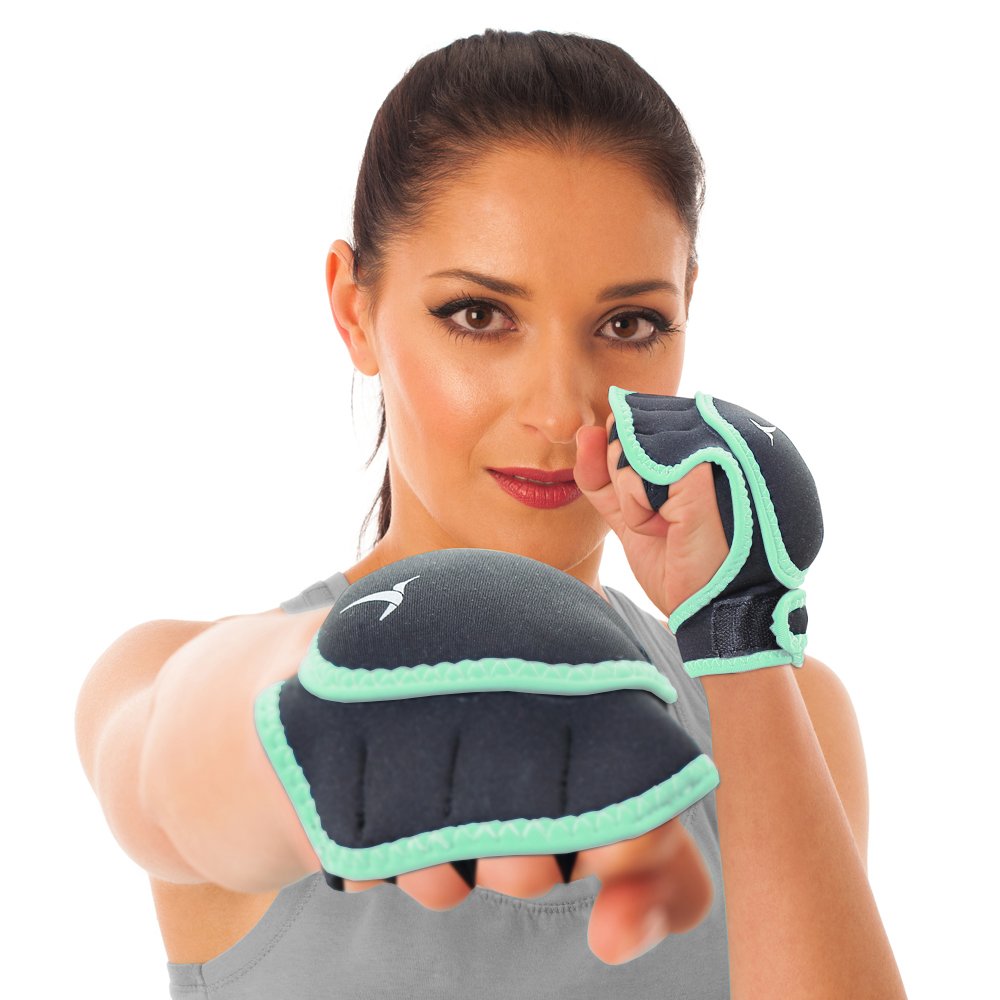 Empower Weighted Gloves for Women, Kickboxing, MMA, 2 Lb Set (1 Pound Each Glove), Mint