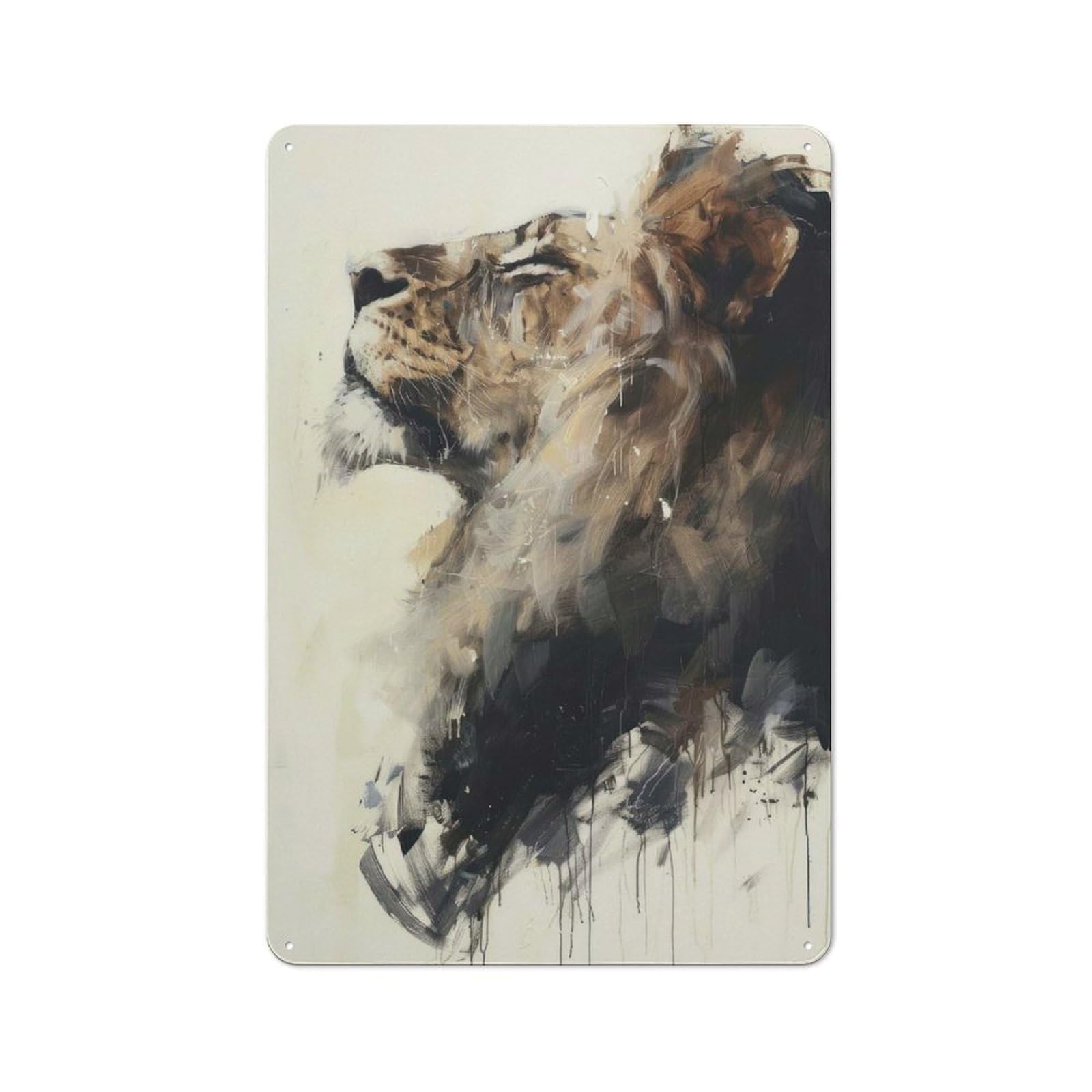 Junmoney Lion Majesty Painting Retro Metal Sign 30X20cm Featuring For Living Room Wall, For Vintage Wall Decor Fans, For Themed Room Decoration