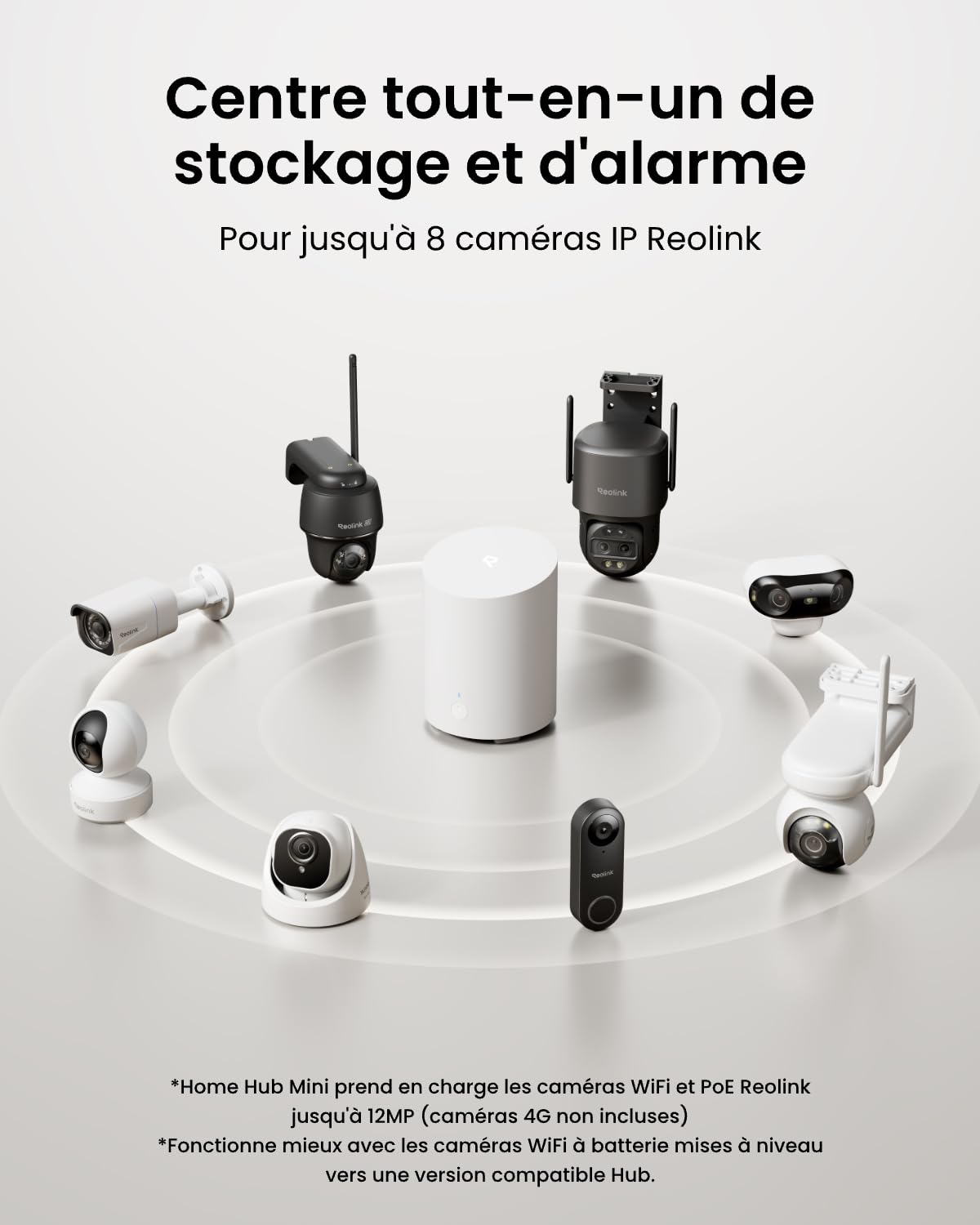 Reolink Home Hub Mini - Centre de Sécurité Tout-en-Un avec Stockage Local, Wi-FI Double Bande 2,4/5 GHz, Chiffrement Bancaire AES-128, Accès à Distance et Lecture Intelligente