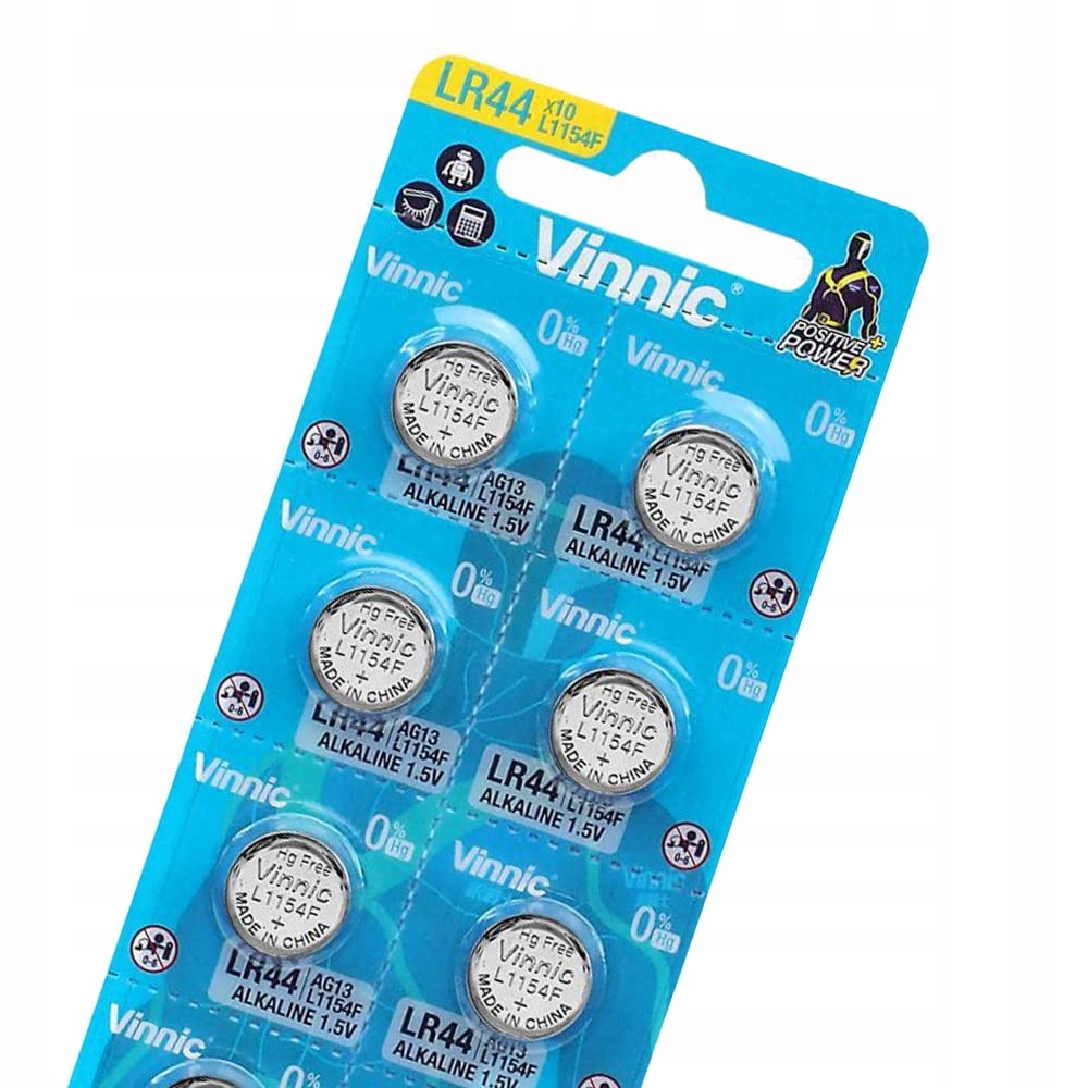 AG13 LR44 L1154F Hg Alkaline Button Cell 1.5V Batteries (100 Pieces)