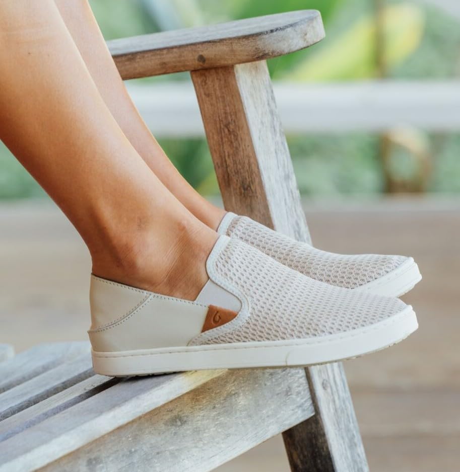 OluKai Pehuea Women's Slip On Sneakers, Casual Everyday Shoes with Easy On & Off Design, Breathable Mesh & Drop-In Heel, All-Day Comfort & Support, Tapa/Tapa, 6 - image 9
