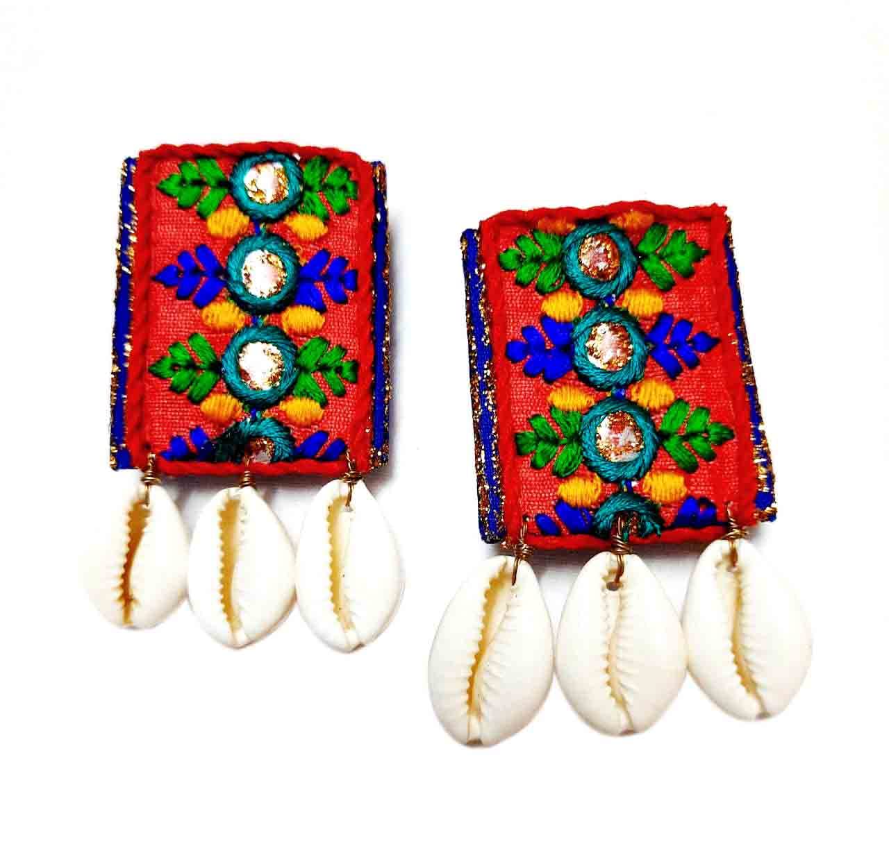 Traditional Jewellery for Handmade Multicolor Embroidery Mirror Work Kori Plated Studded Earrings For Women (B0B9HZ62S8) Amazon Price History, Amazon Price Tracker