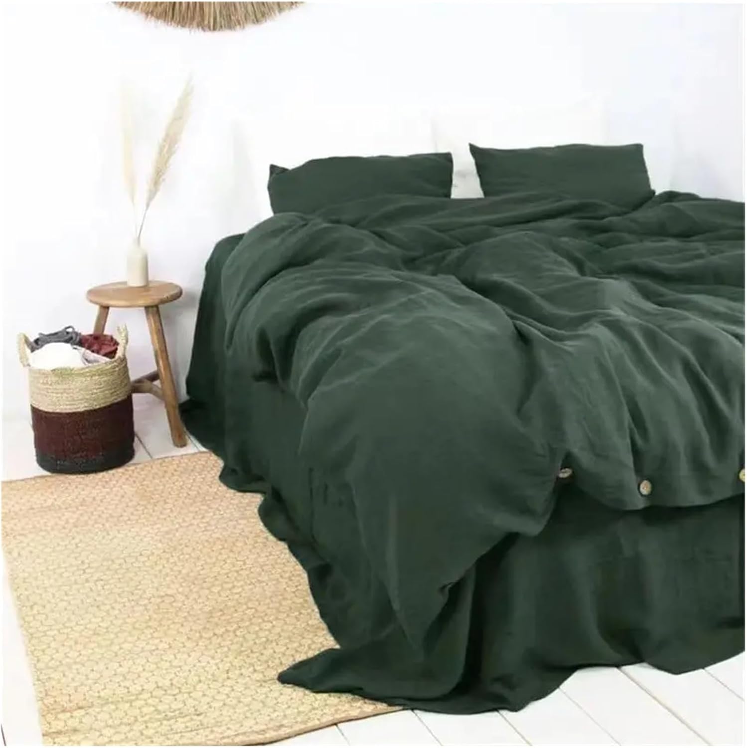 100% French Linen Natural Duvet Cover Durable Healthy Home Textiles Bedding Soft Comfortable Quilt Comforter Cover Queen (G 150x200cm)