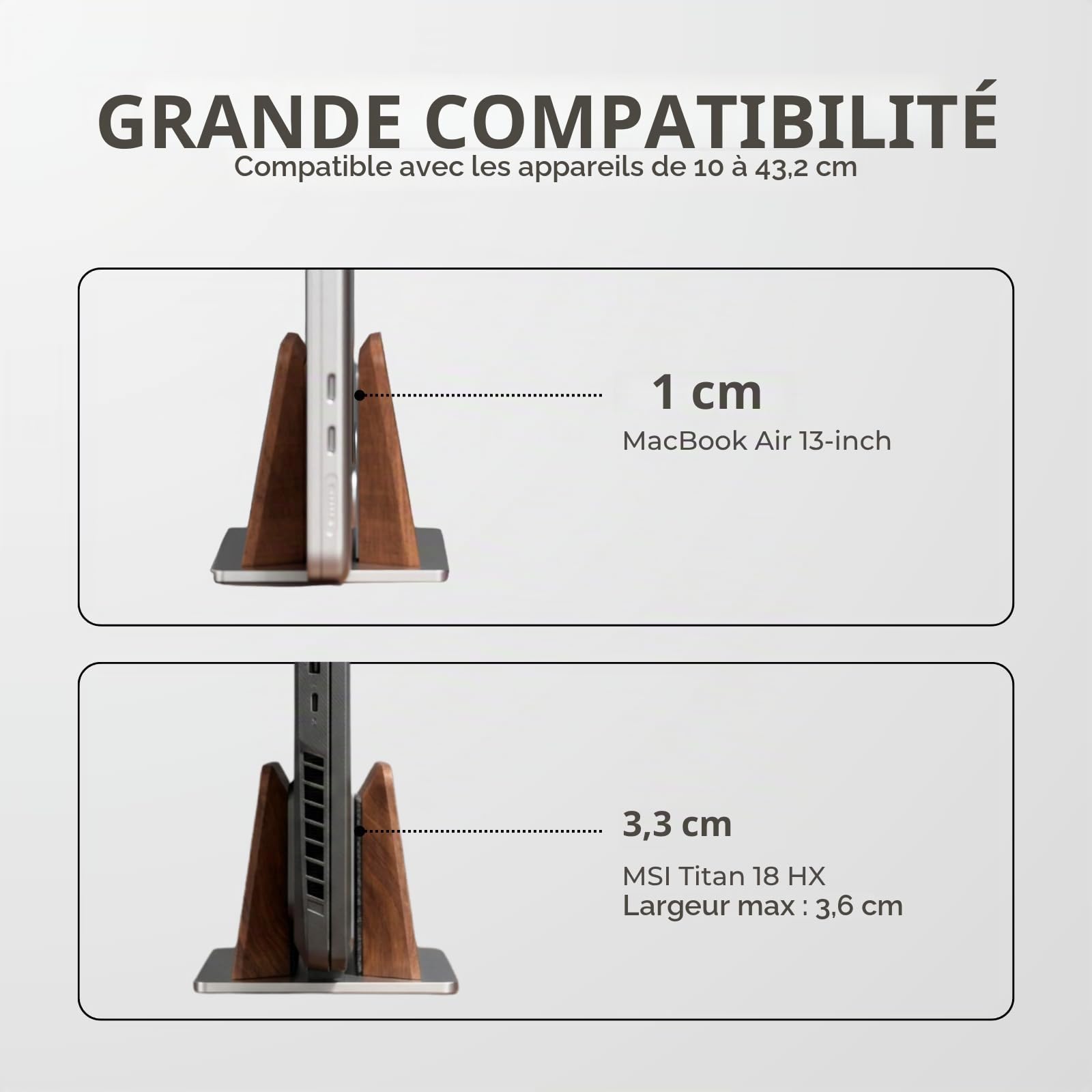 muso wood Walnut Support vertical pour ordinateur portable avec station