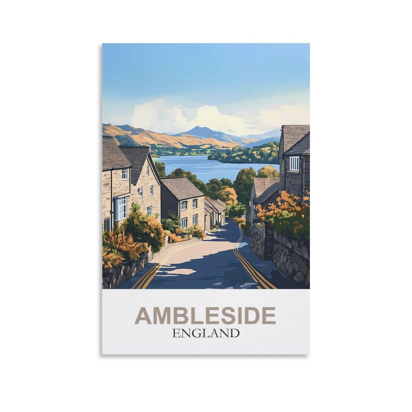 EZMLFA Diamond Art Kits Adults,Ambleside England,5D Dimond Picture, Crystal Gem Art Crafts for Boys Girls, DIY Mosaic Creations Set for Home Decor 50x60cm
