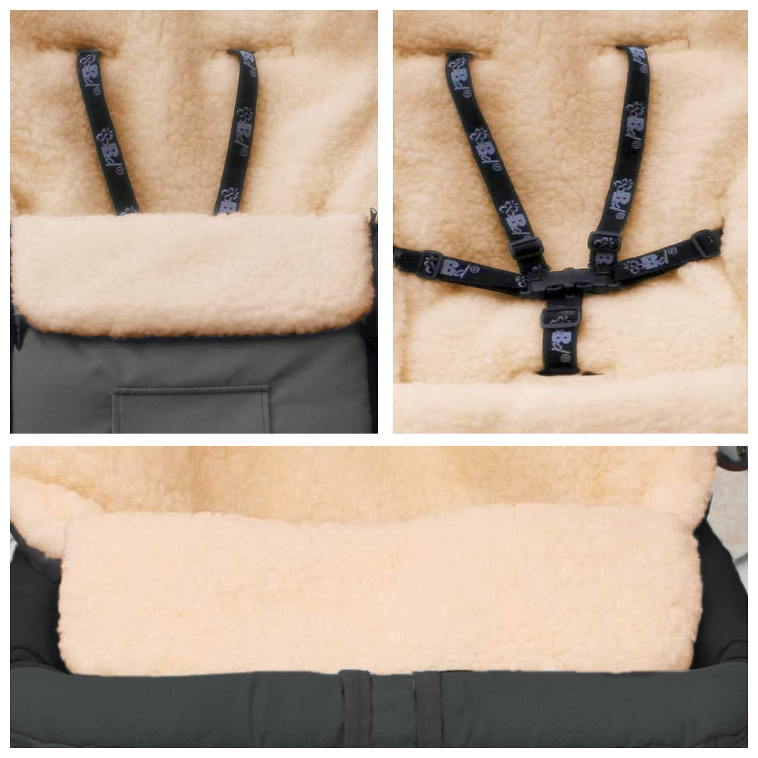 Baby-Joy Fußsack KAI 105 cm filzfrei aus Lammwolle und Polyester, personalisiert mit Name, für Buggy, Kinderwagen und Schlitten, Thermofußsack, Super-Wash | Farbe: 04 Blau