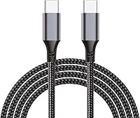 Cabo USB C Turbo tipo C Trançado Compatível com iPhone e Samsung Cabo Resistente Carregador USB-C 2M 100W Cabo USB Tipo C para Tipo C Carregamento Rápido Compatível com Cabo iPhone USB C