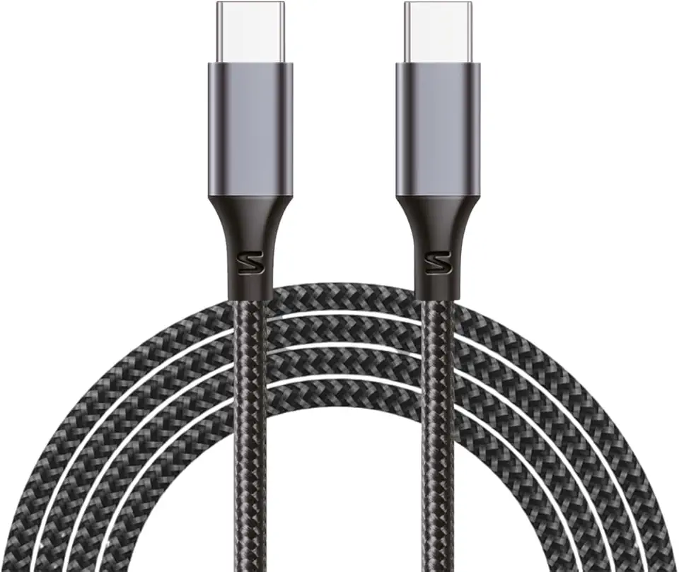 Cabo USB C Turbo tipo C Trançado Compatível com iPhone e Samsung Cabo Resistente Carregador USB-C 2M 100W Cabo USB Tipo C para Tipo C Carregamento Rápido Compatível com Cabo iPhone USB C