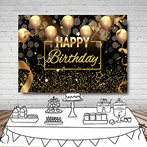 Fondo Negro y Dorado Sensfun para Fiesta de Cumpleaños 10x6.5ft miniatura 3