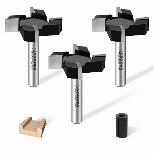 CSOOM 3 brocas de enrutador de superficie de alerón CNC, vástago de 12 pulgadas, longitud de corte de 12 pulgadas, diámetro de corte de 2 pulgadas,