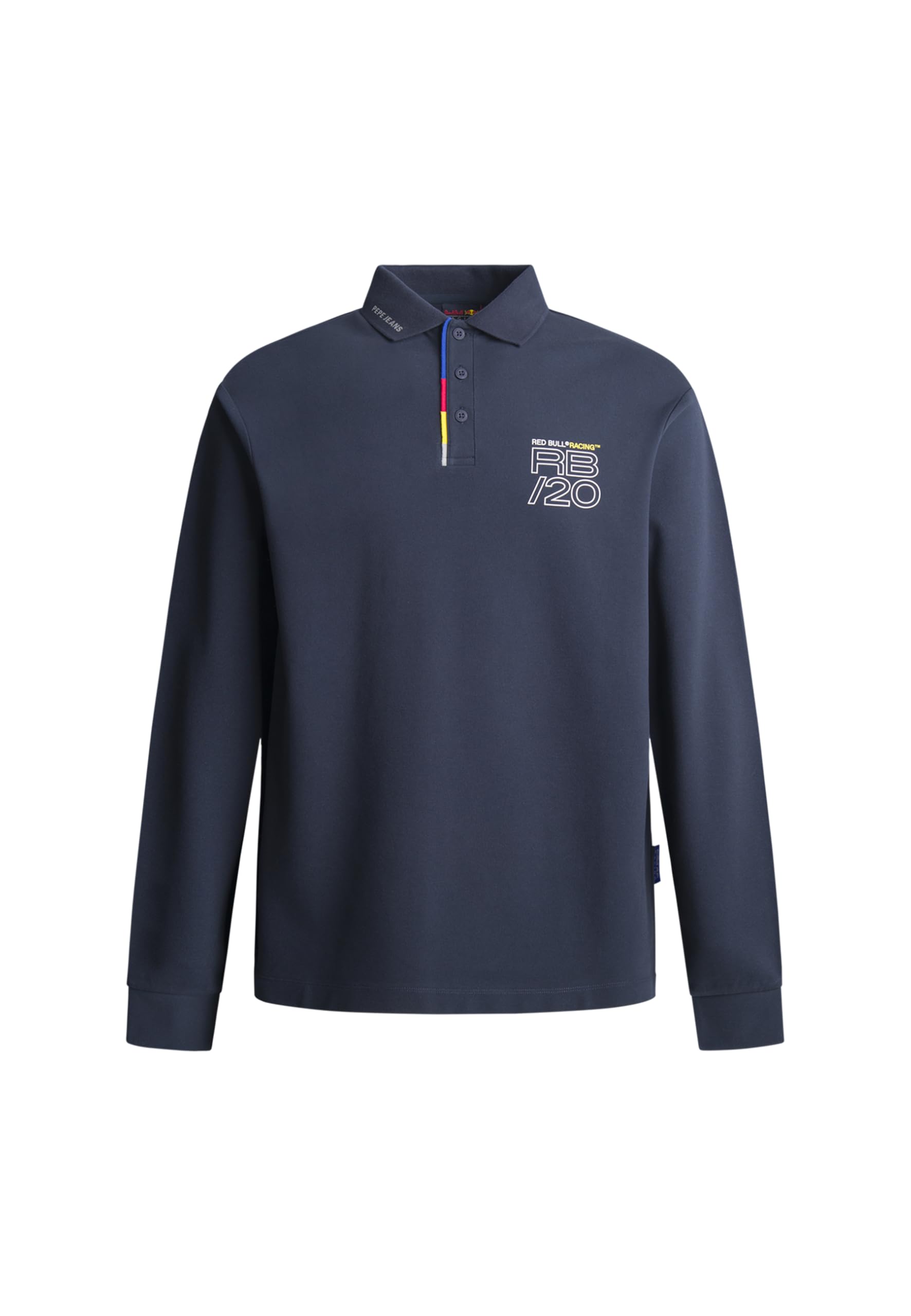 Red Bull Racing X Pepe Jeans Men's RBR Fashion Placket LS Polo Polo, Blue (Dulwich Blue), L