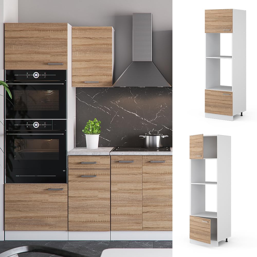 Vicco Mikrowellenschrank R-Line, Sonoma, 60 cm, zur freien Kombination innerhalb modularer Küchensysteme