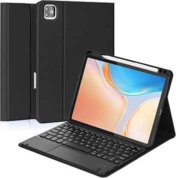 Keyboard Case for iPad Pro 11" M4 2024/M5 2025, Detachable Touchpad BT Keyboard, Magentic Protective Cover with Pencil Holder, Full Protection, Black