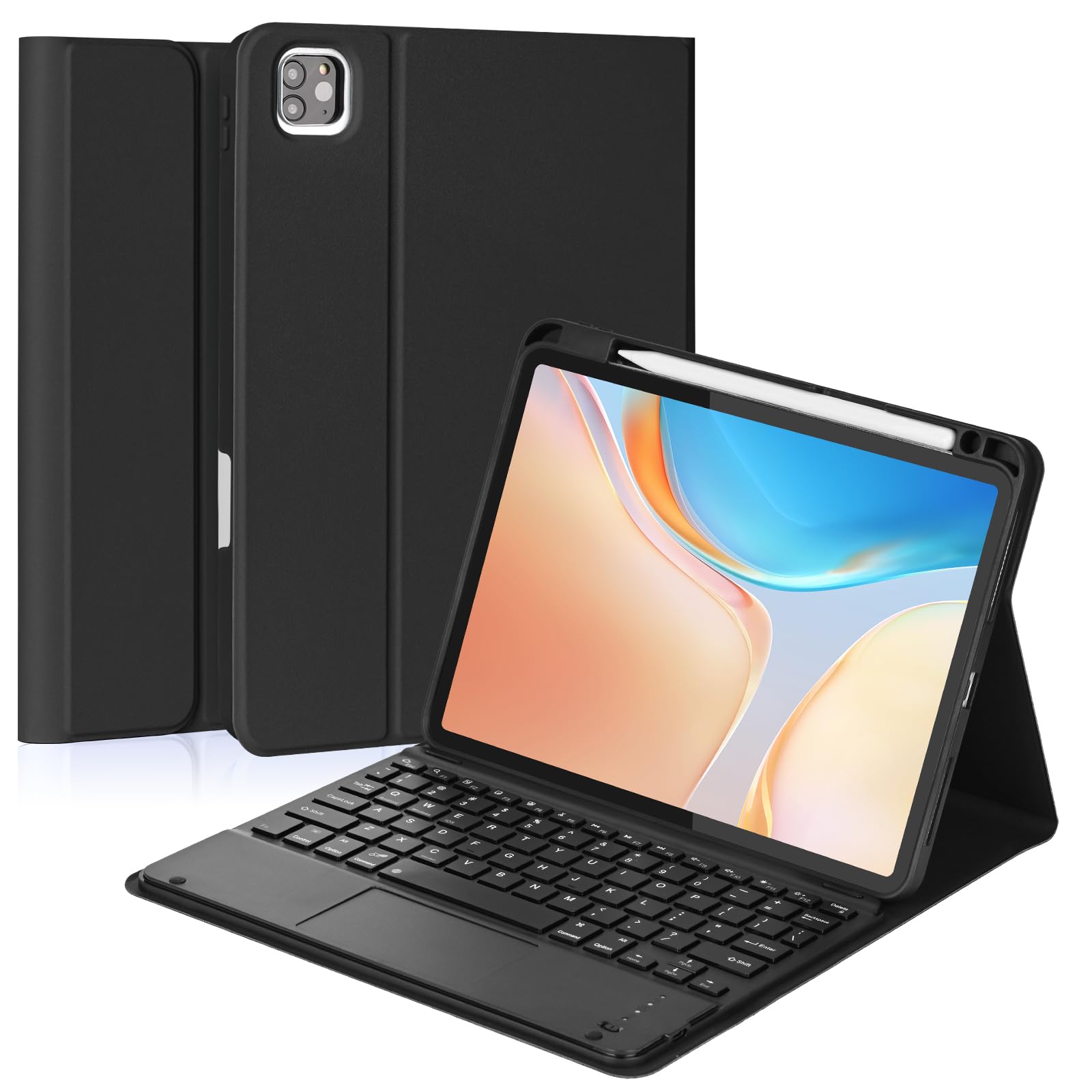 Eisuiyi Keyboard Case for iPad Pro 11" M4 2024, Detachable Touchpad BT Keyboard, Magentic Protective Cover with Pencil Holder, Full Protection, Black