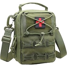 Tactical Molle Pouch, Large Capacity Military IFAK Medical EMT Bag EDC Organizer First Aid Pouch with Detachable Shoulder Strap ArmyGreen