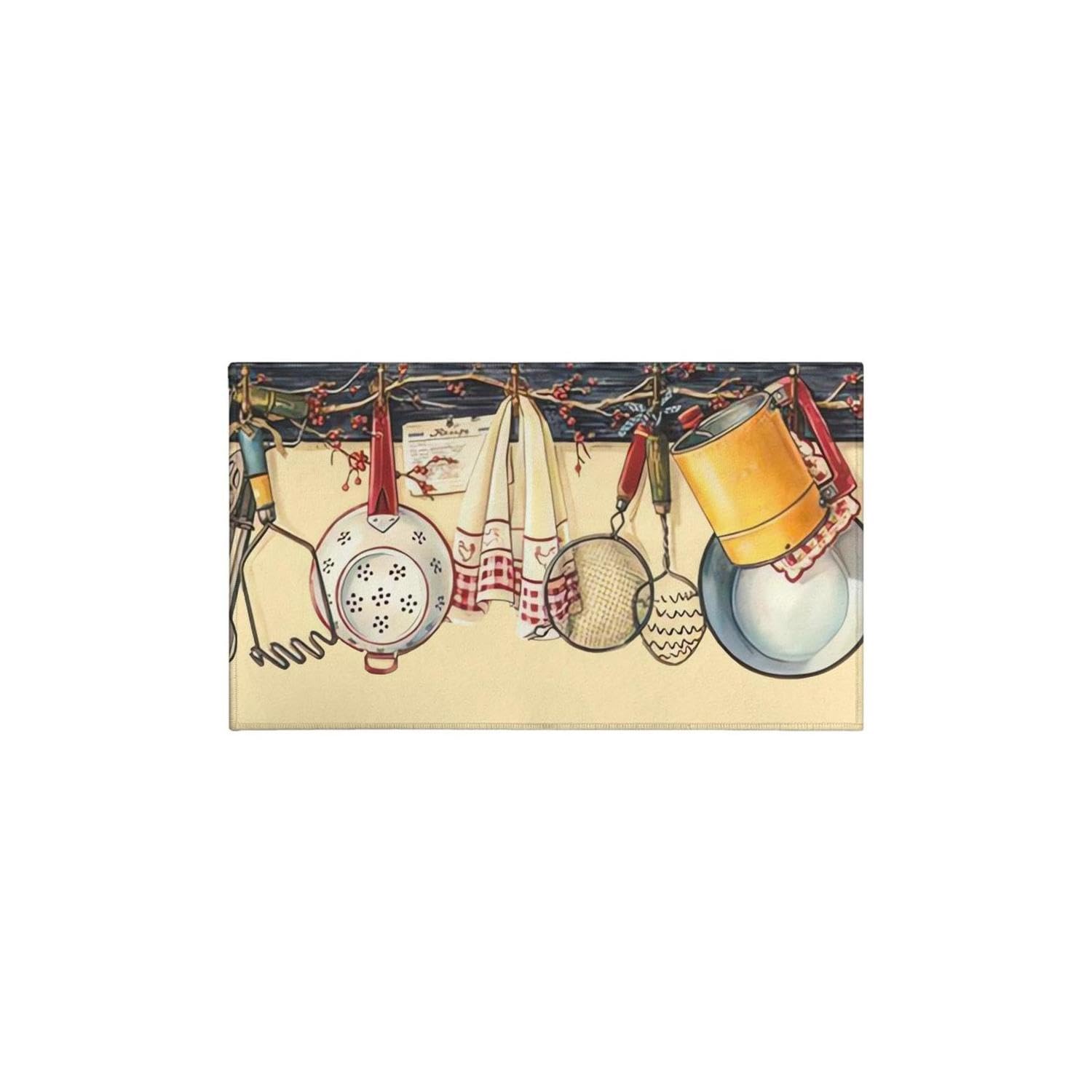 Hachishun Farmhouse Kitchen Mats and Rugs Sets of 2 Non-Slip, Washable, Stain and Fade Resistant, Suitable for Anti Fatigue Kitchen Mat Dinnerware Kitchen Decor - 17x30 and 17x47 Inch