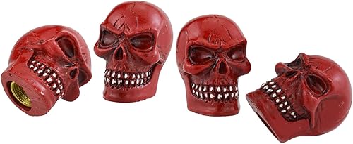 Miniatura 10 de Tapas de llanta de neumático de automóvil con diseño de calavera para la mayoría de vehículos, bicicletas, motocicletas, color plateado