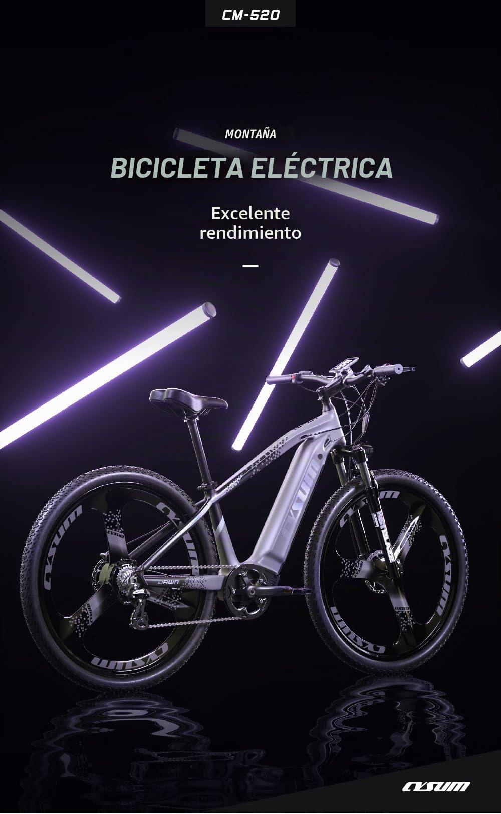 cysum MTB Bicicleta electrica Hombre 29 Pulgadas, Bici eléctrica montaña Adulto, Bicicleta Todoterreno electrica, batería Litio extraíble 720Wh, Alcance de 90-120km, Freno de Disco hidráulico