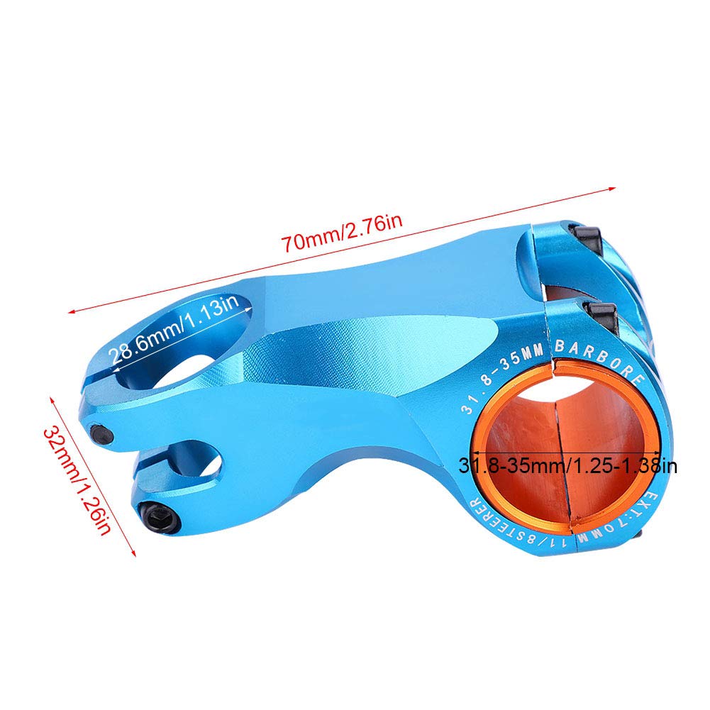 Handlebar Stem, Lightweight Mountain 17 Degree Alunimium Alloy Tube Stem 31.8mm Replacement (Blue)