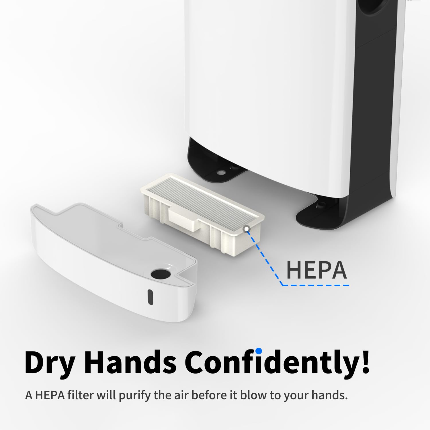 anydry 2065 Sèche-mains double face Filtre HEPA efficace ABS Blanc