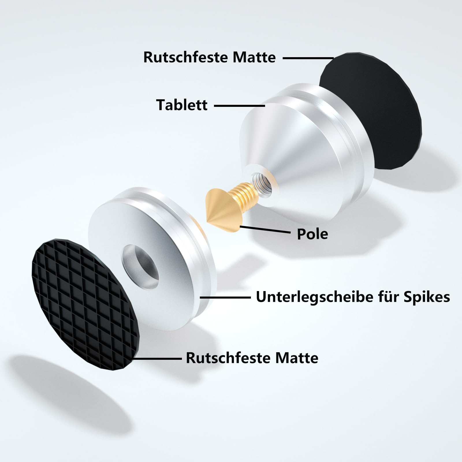 Monosaudio HiFi Speaker Spikes 27 x 24 mm Hi-End Speaker Pads Altoparlante Isolamento Antiurto