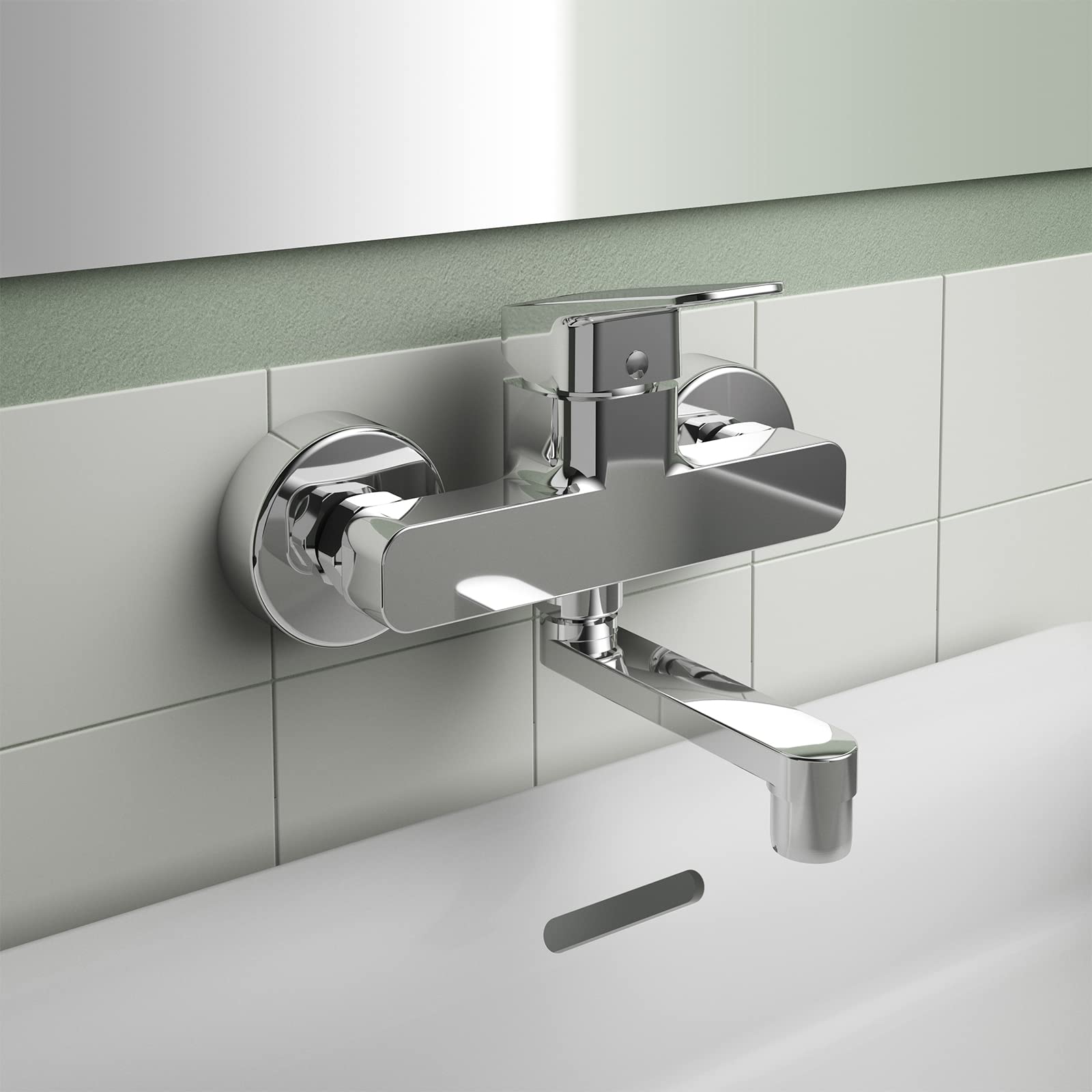 Ideal Standard BD241AA Ceraplan - Grifo monomando para lavabo de pared, cromo, Aufputz