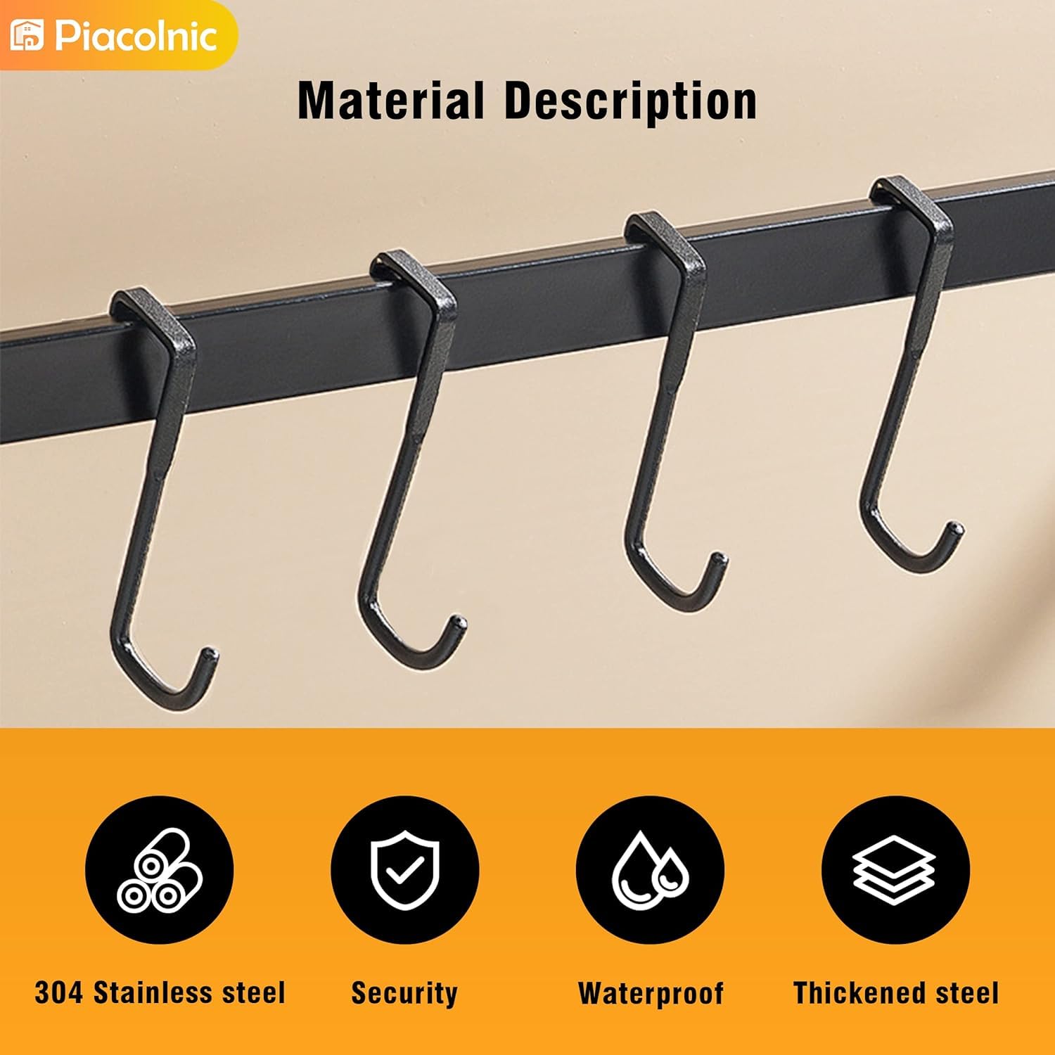 Boniry 4 Pcs Stainless Steel Over-The-Door Hooks - Heavy Duty S-Shaped Hangers for Clothes and Cabinet Organization - No Drilling Needed 1