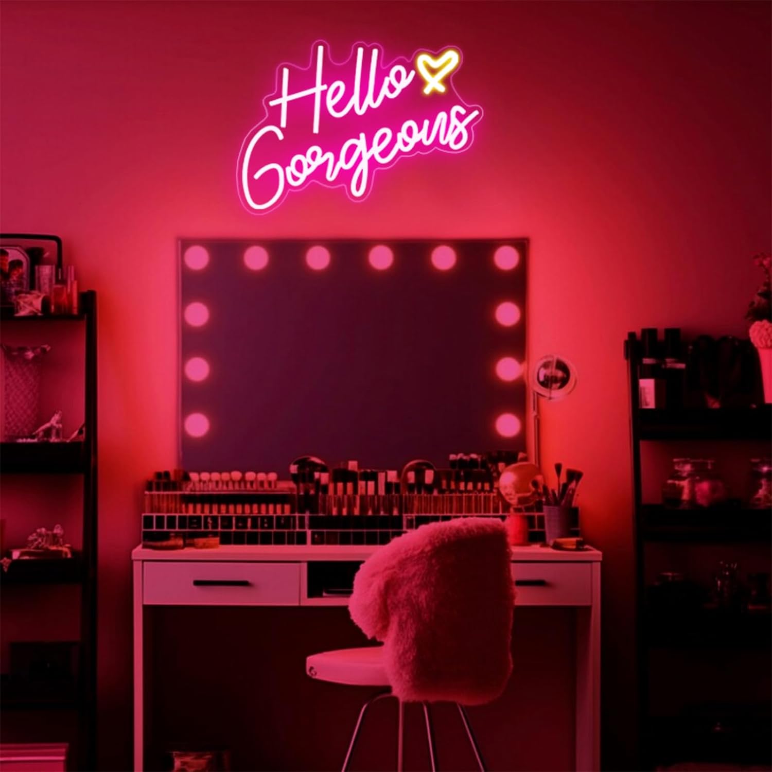 Hello Gorgeous Neon Sign Hello Beautiful Pink LED Neon Lights for Home Wedding Birthday Backdrop Bacelorette Party Wth Dimmable Switch(5V,16.5X10.6inches) - Image 7