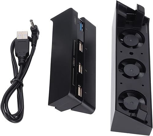 Kafuty-1 Kit combinado de ventilador de refrigeración y concentrador USB para sistema de consola PS4 Slim, adaptador divisor USB 3.0 de 4 puertos,
