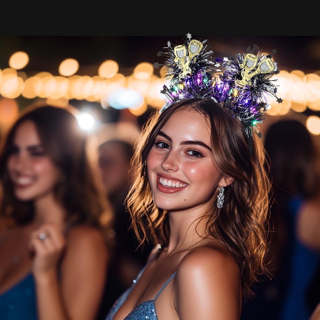 Gangel Light Up New Year Headband LED Christmas Hairband Sparkling Tinsel Headbands Festival Hair Accessories for Women - Image 6