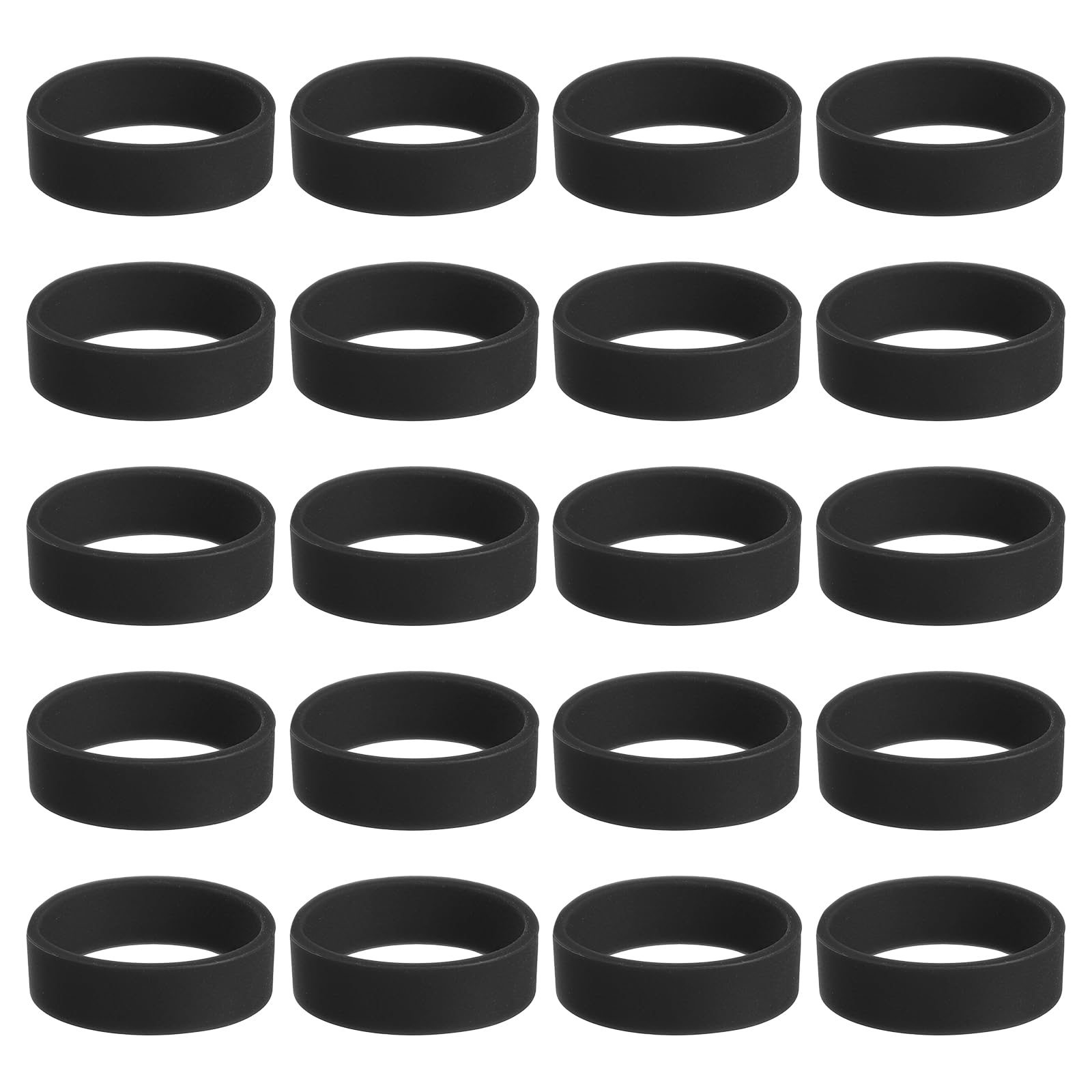 sourcing map 50Pcs Silicone Rubber Bands Non-Slip 1.22 Inch Flat Elastic Rubber Wrapping Bands for Books, Traps, Art, Cord Wraps, Black