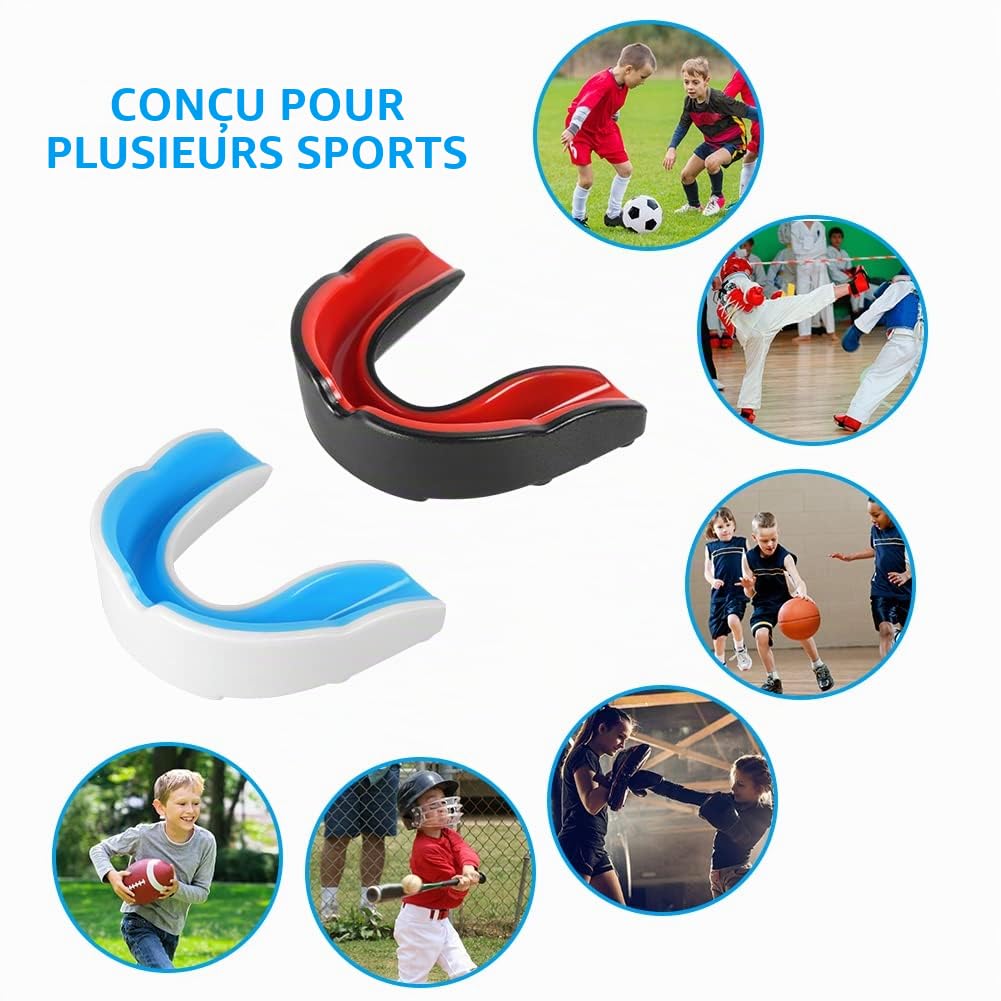 Flintronic Lot de 2 Protege Dents Boxe pour Enfants, Protège-dents Mixte Enfants Protège Dent Boxe, Protège-Dents Sport avec Boîte Portable, Taille Unique