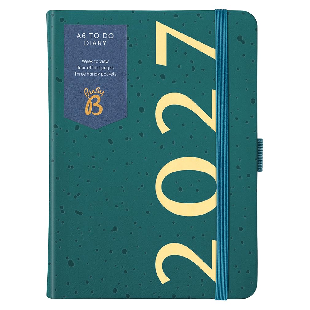 Busy B 2027 A6 Weekly Planner Diary - Teal Deboss Faux Leather