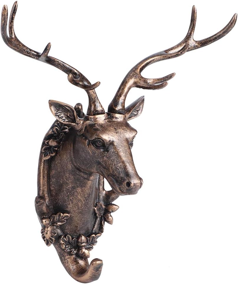 Yctze Gold Deer Wall Mounted Hook, Animal Shaped Towel Hanging Hook for Bathroom, Coat Hat Keys Hanger (Deer (Antique Gold))