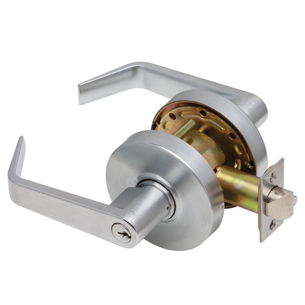 C1000-CLRM-R-626-KDC Grade1 Classroom Cylindrical Lock with Regular Trim, Satin Chrome, 2 3/4 Backset